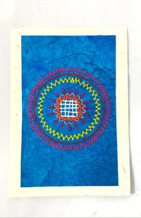 Handcrafted Lokta Paper Card w Embroidery, Assorted Designs