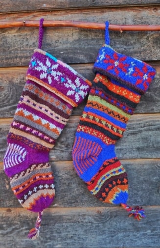 wool knit christmas stocking fair trade nepal
