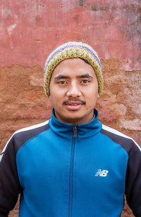 patterned colorful hemp wool blend knit hat nepal