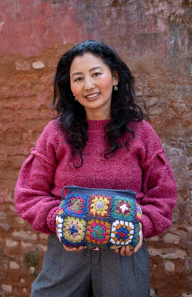 cotton granny square toiletry bag fair trade Nepal