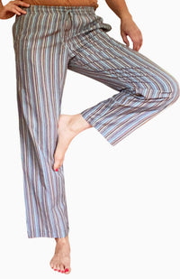 Hand Crafted Cotton Straight Leg Pants w Elastic Waist