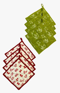 screen print cotton potholders, dogs, cats, fair trade Nepal