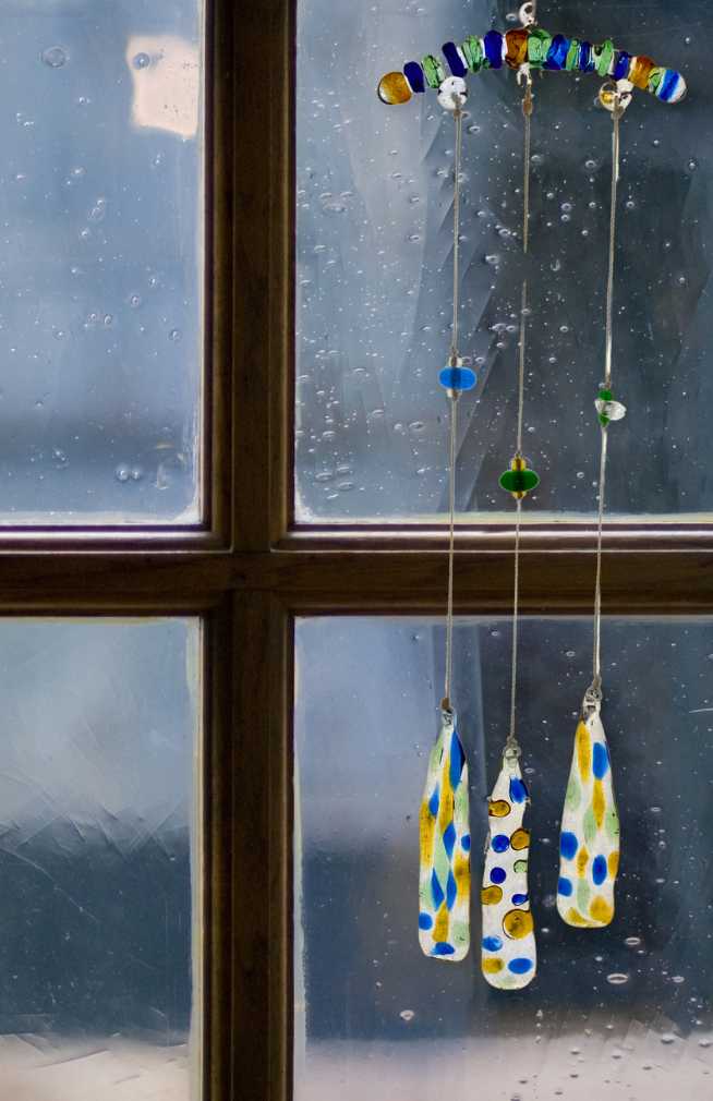 hand blown glass light catcher, fair trade Nepal
