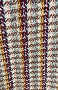Natural fiber hand woven scarf in red and natural tones, fair trade Nepal