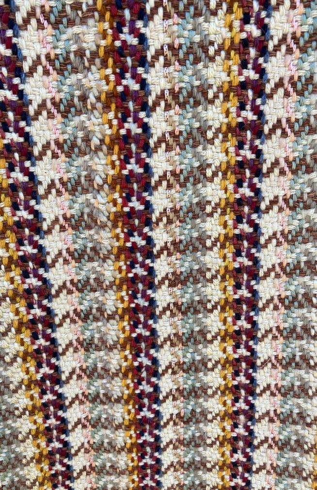 Natural fiber hand woven scarf in red and natural tones, fair trade Nepal