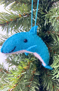 felt dolphin ornament fair trade Nepal