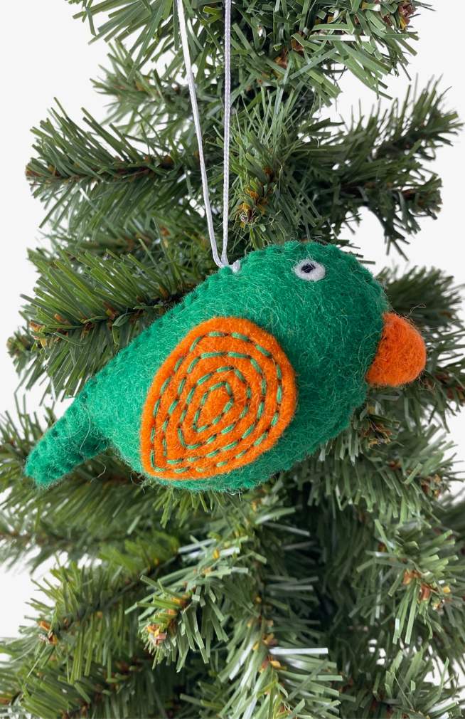 felted bird ornament, fair trade Nepal