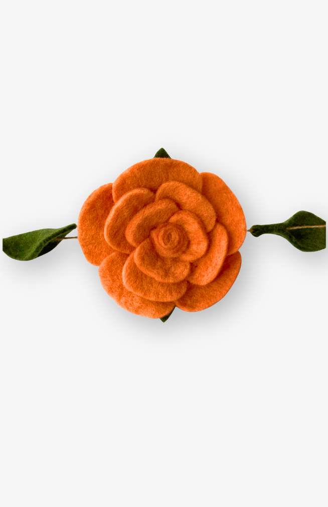 peach colored felted rose garland