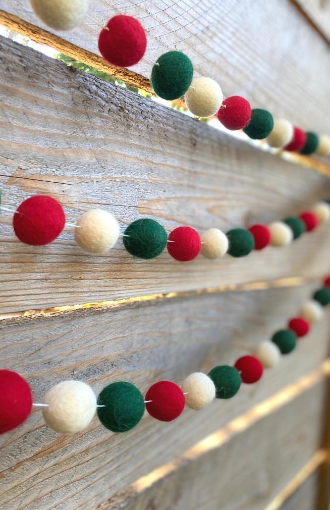 Hand-Felted Decorative Ball Garlands, Multiple Colors