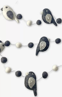 Felt Grey & White Bird Garland