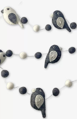 Felt Grey & White Bird Garland