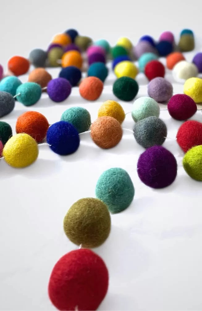 Hand-Felted Decorative Ball Garlands, Multiple Colors