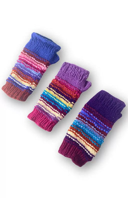 Hand Crafted Wool Knit Fingerless Hand Warmers, Fleece Lined
