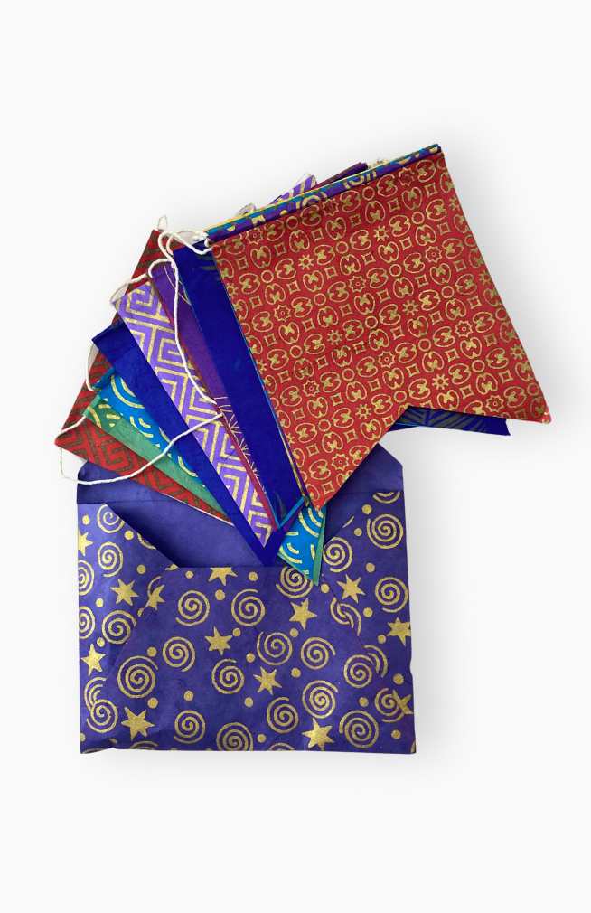 Colorful Handcrafted Lokta Paper Flag Banner, Assorted