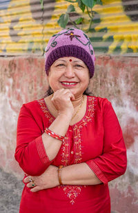 wool knit hat with flower embroidery from nepal jewel tones gorgeous feminine