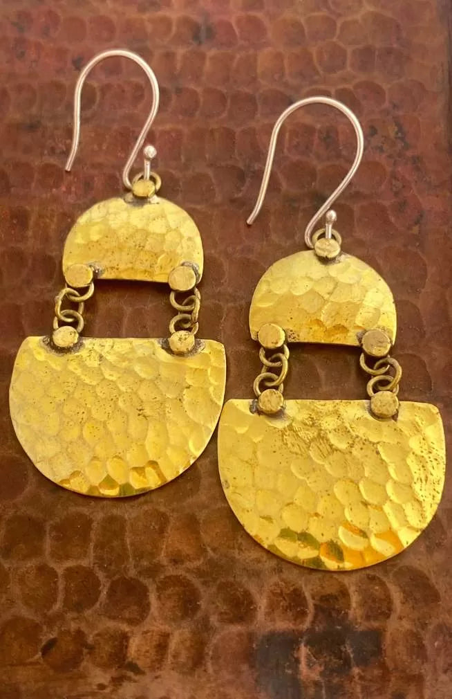 brass earrings, fair trade Nepal
