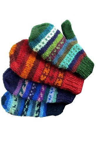 wool knit mitten fair trade nepal