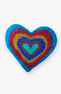heart shaped felted wool trivet colorful stripes