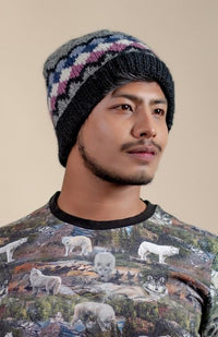 wool knit hat with fleece lining, fair trade Nepal