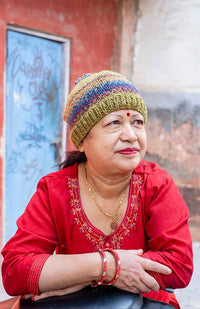 patterned knit hat hemp wool nepal
