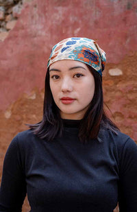 recycled silk sari bandana scarf made in Nepal 