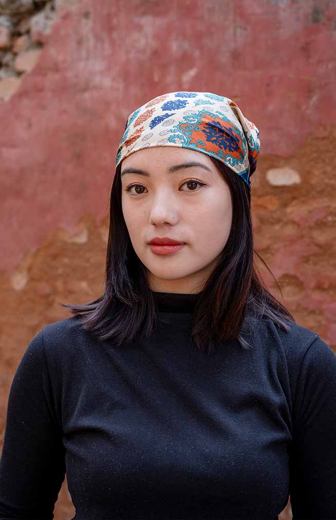 recycled silk sari bandana scarf made in Nepal 