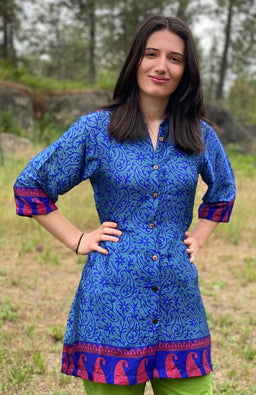 recycled sari dress, fair trade Nepal