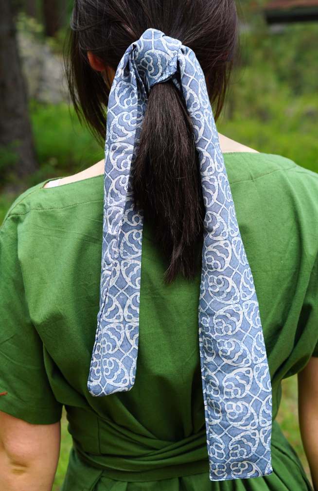 recycled silk scarf, headband, fair trade Nepal