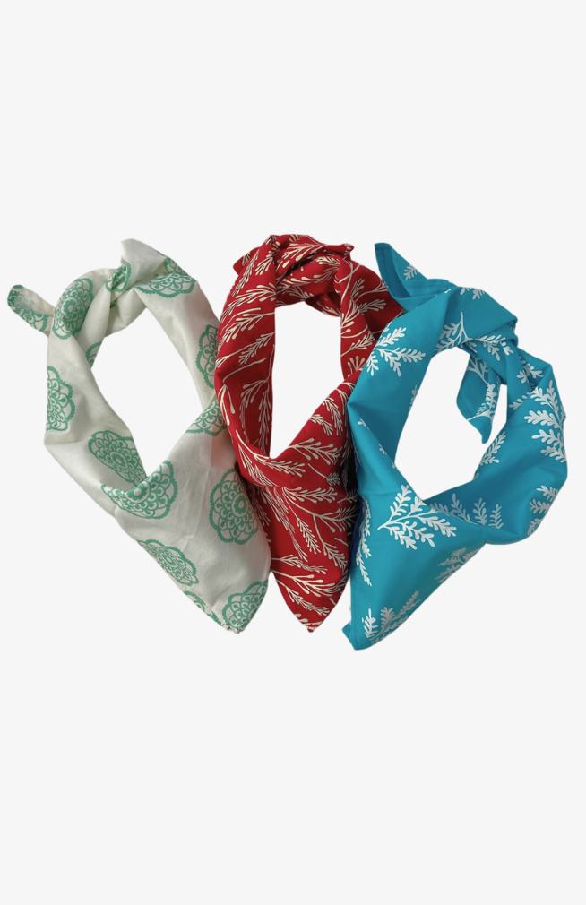 Screenprint fine cotton bandana 21" from Nepal 