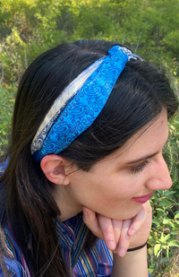 recycled silk sari headband, fair trade Neapl
