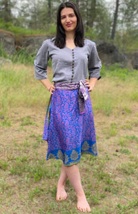 recycled sari wrap skirt, fair trade Nepal