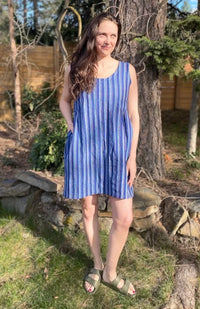 cotton honeycomb striped sundress fair trade Nepal