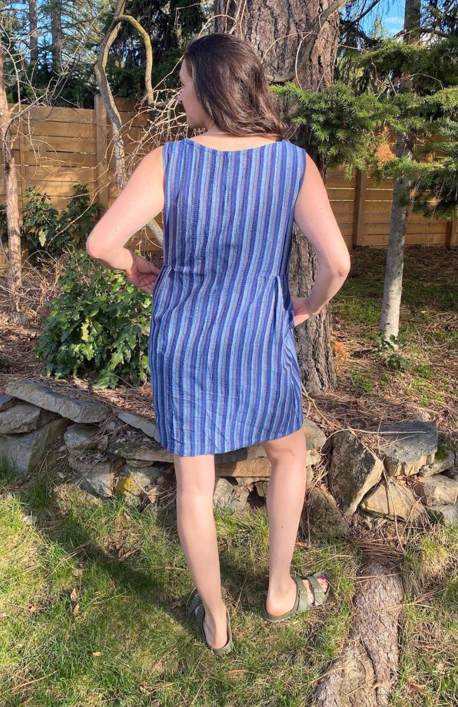 cotton striped honeycomb sundress fair trade Nepal