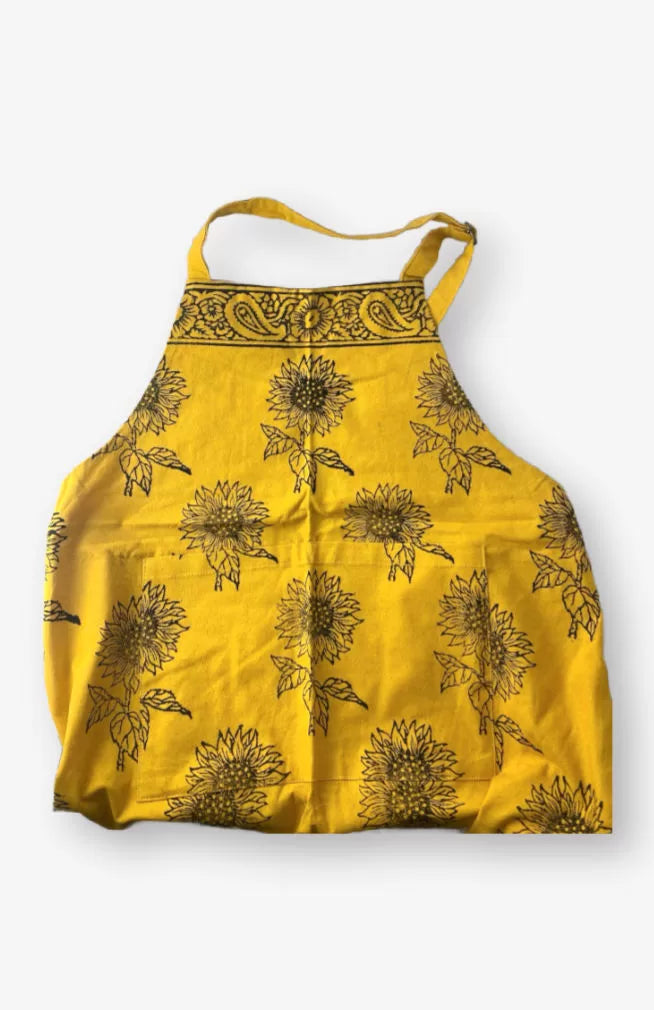 Hand Blockprint Cotton Apron- Adjustable, Pockets