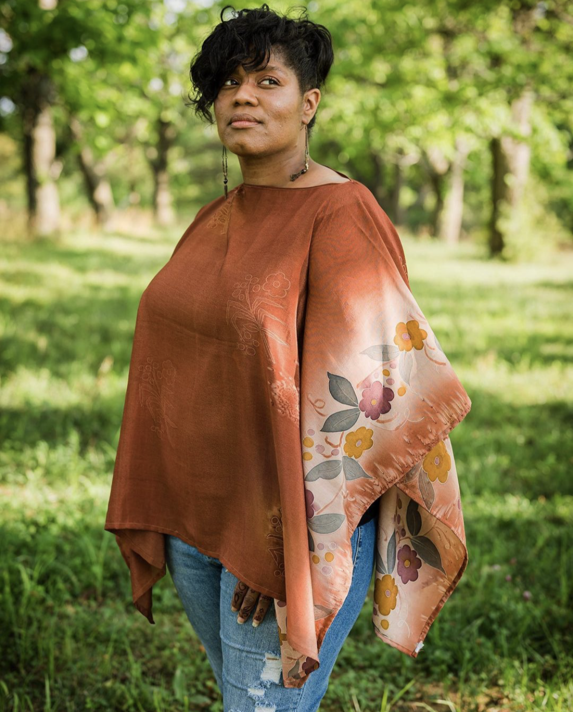 Hand Crafted, Upcycled Silk Poncho