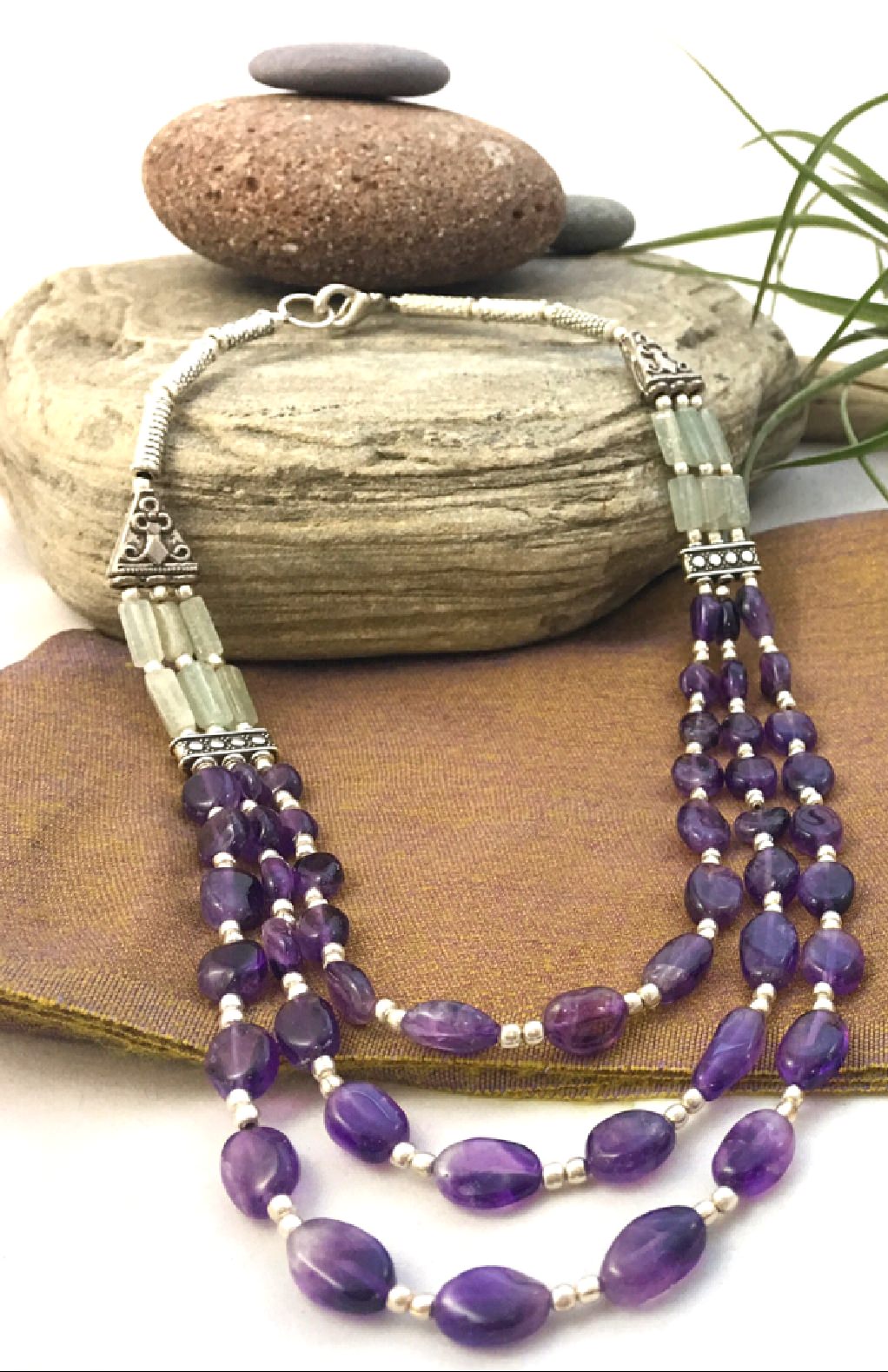 Fair Trade white metal bead necklace from Nepal, handcrafted jewelry