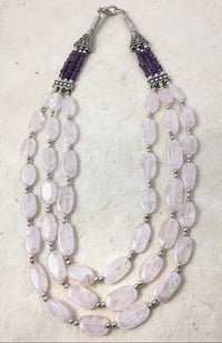 Handcrafted Fair Trade white metal stone necklace from Nepal.