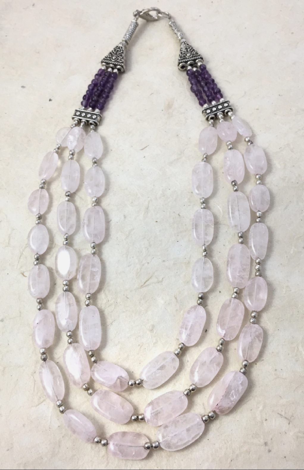 Handcrafted Fair Trade white metal stone necklace from Nepal.