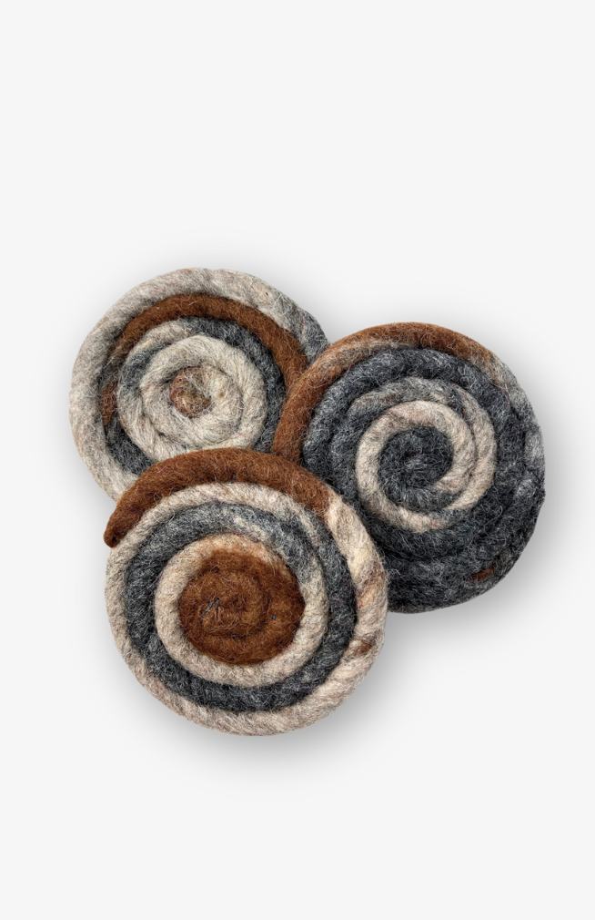 Set of 3 wool corded dish scrubber made in Nepal 