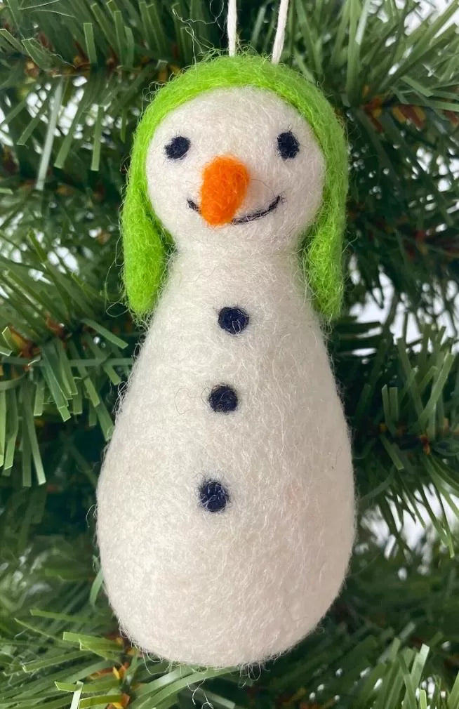 felt snowman ornament fair trade Nepal