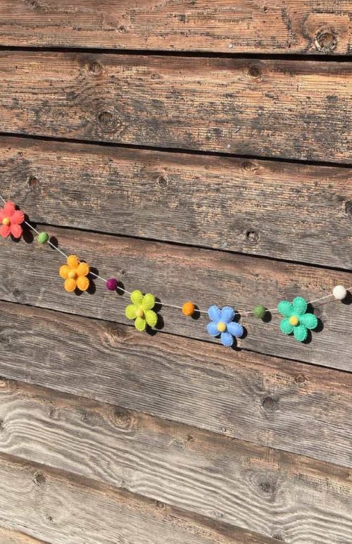 felt flower garland colorful fair trade Nepal