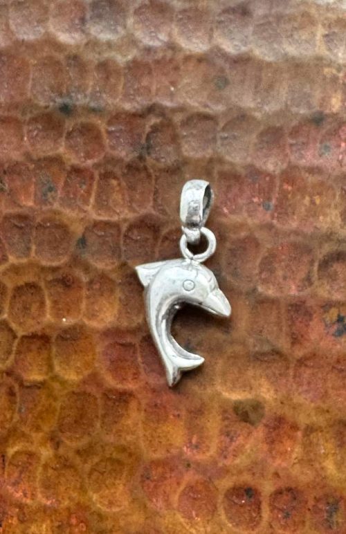 Tiny sterling silver dolphin pendant charm fair trade Nepal