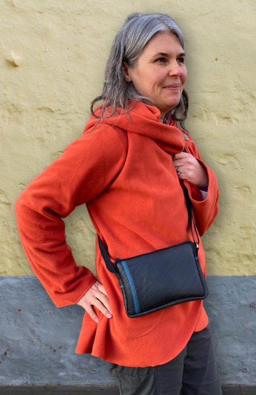 recycled rubber tire sling bag fair trade Nepal