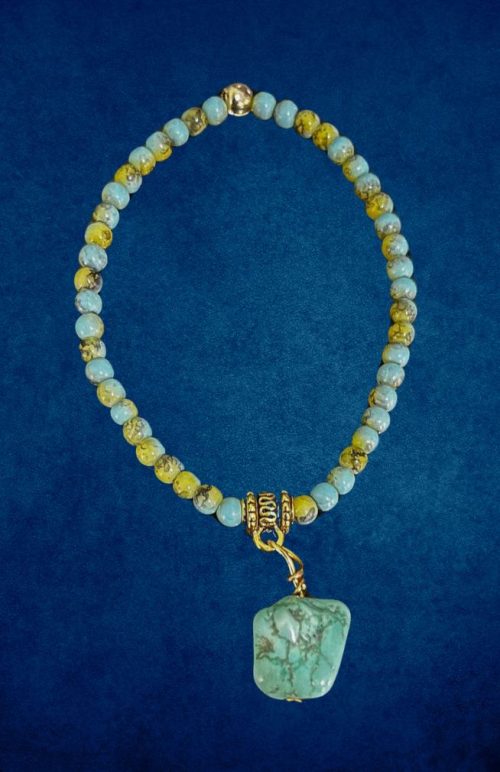 natural turquoise bead with 4mm glass beads bracelet