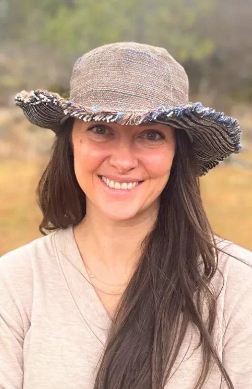 Hemp fringe sun hat fair trade Nepal
