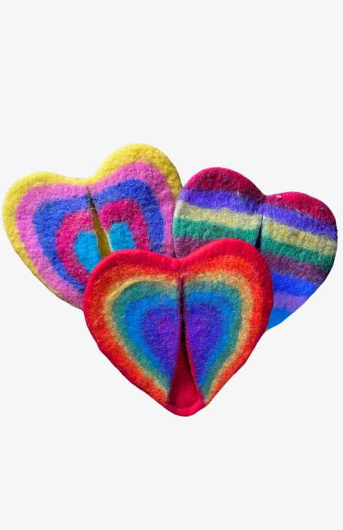 felted wool heart potholders fair trade Nepal