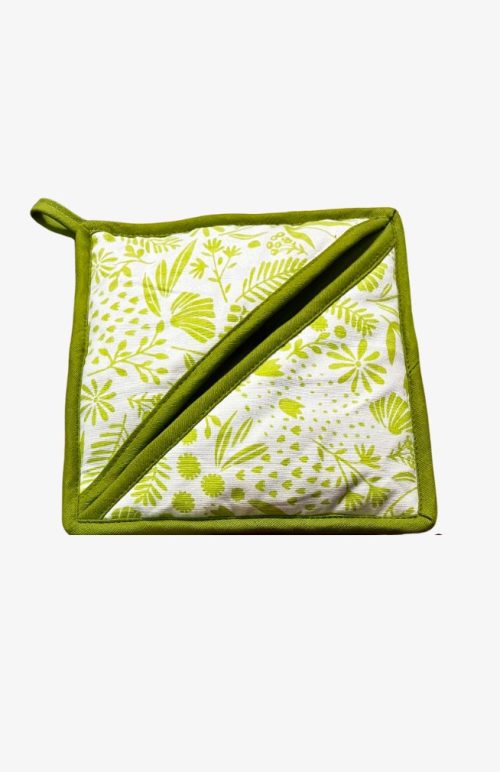 cotton screen printed open pocket potholder fair trade Nepal