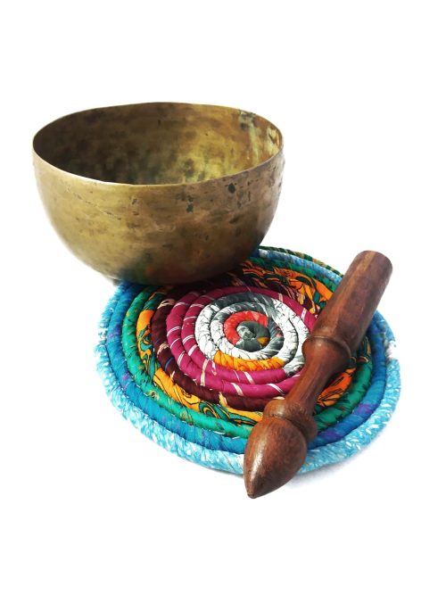 recycled silk coil wrapped trivet fair trade nepal
