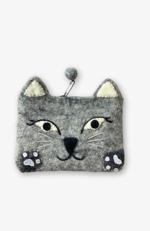 felted wool cat coin purse fair trade Nepal