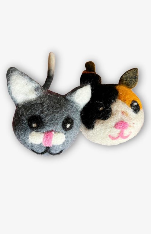felted wool dryer balls cat design fair trade Nepal